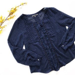 Stitch Fix Brixon Ivy • navy blue sheer button top